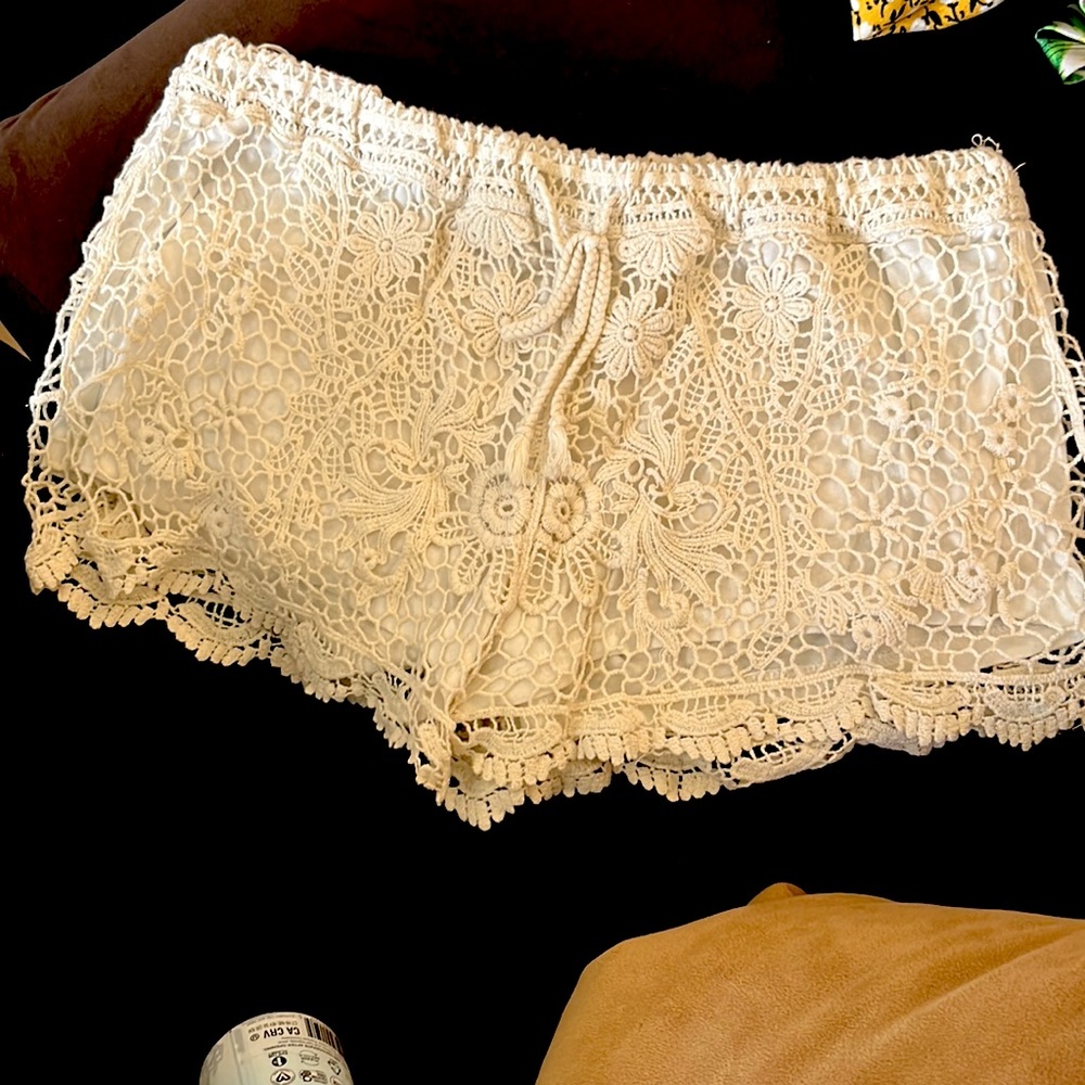 Crochet white shorts